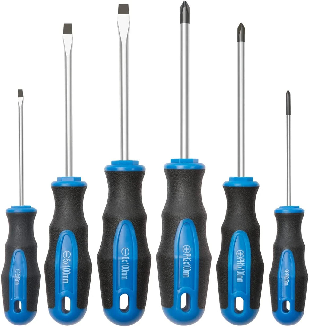 ROTATION 6PCS Magnetic Tip Screwdriver Set, 3 Phillips and 3 Flat, Professional
