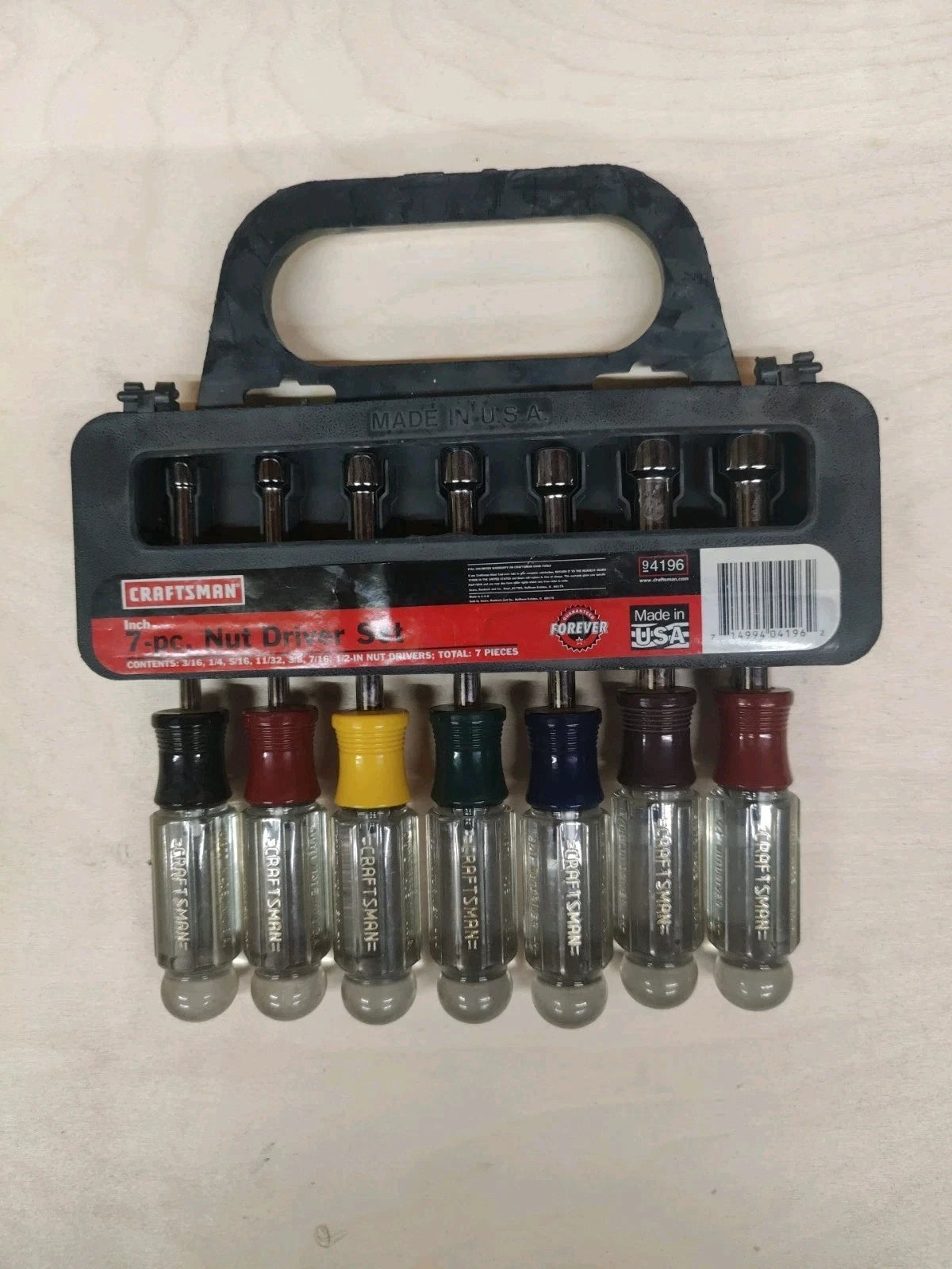 Craftsman USA 9-4196 Nutdriver Set 7 Pc w/ wall holder 3/16" thru 1/2"  H Series