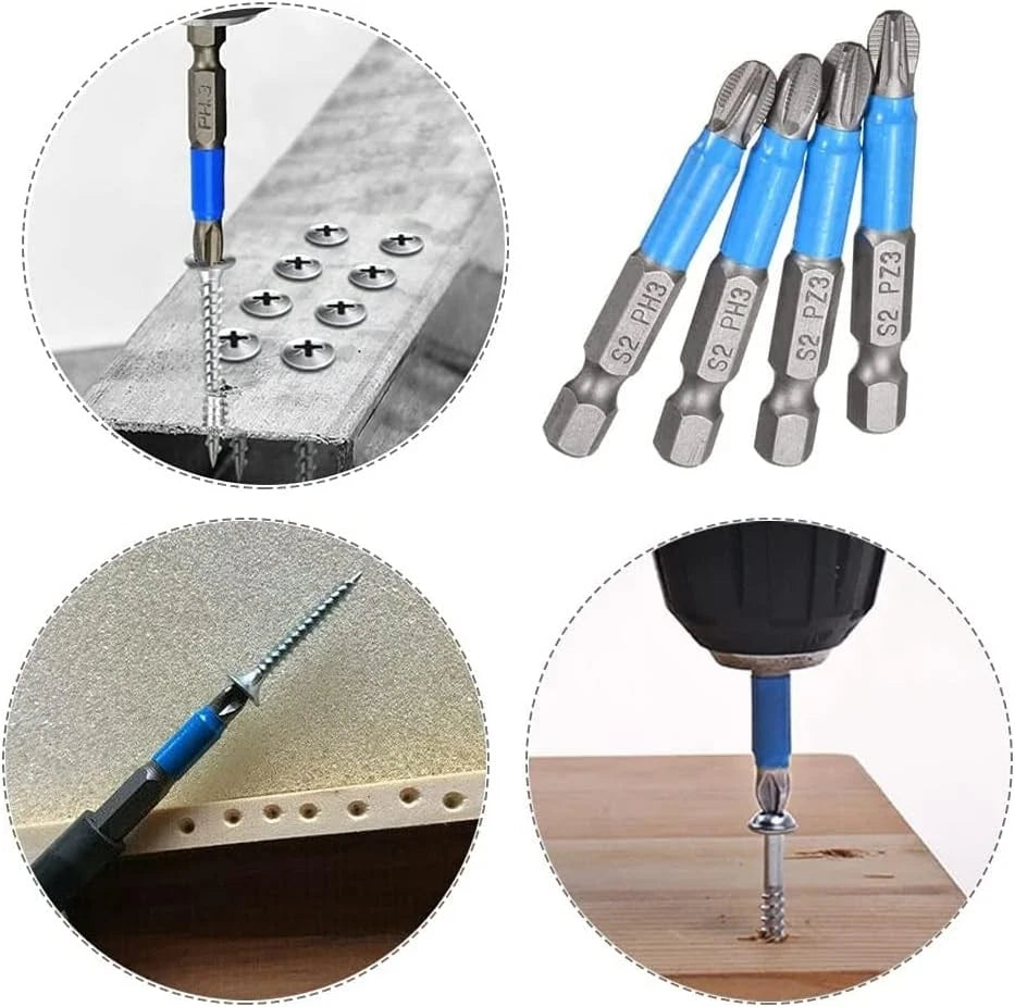 Fixinus 12 Pieces Magnetic Phillips & Pozidriv Screwdriver Bit Set, 1/4 Inch Hex