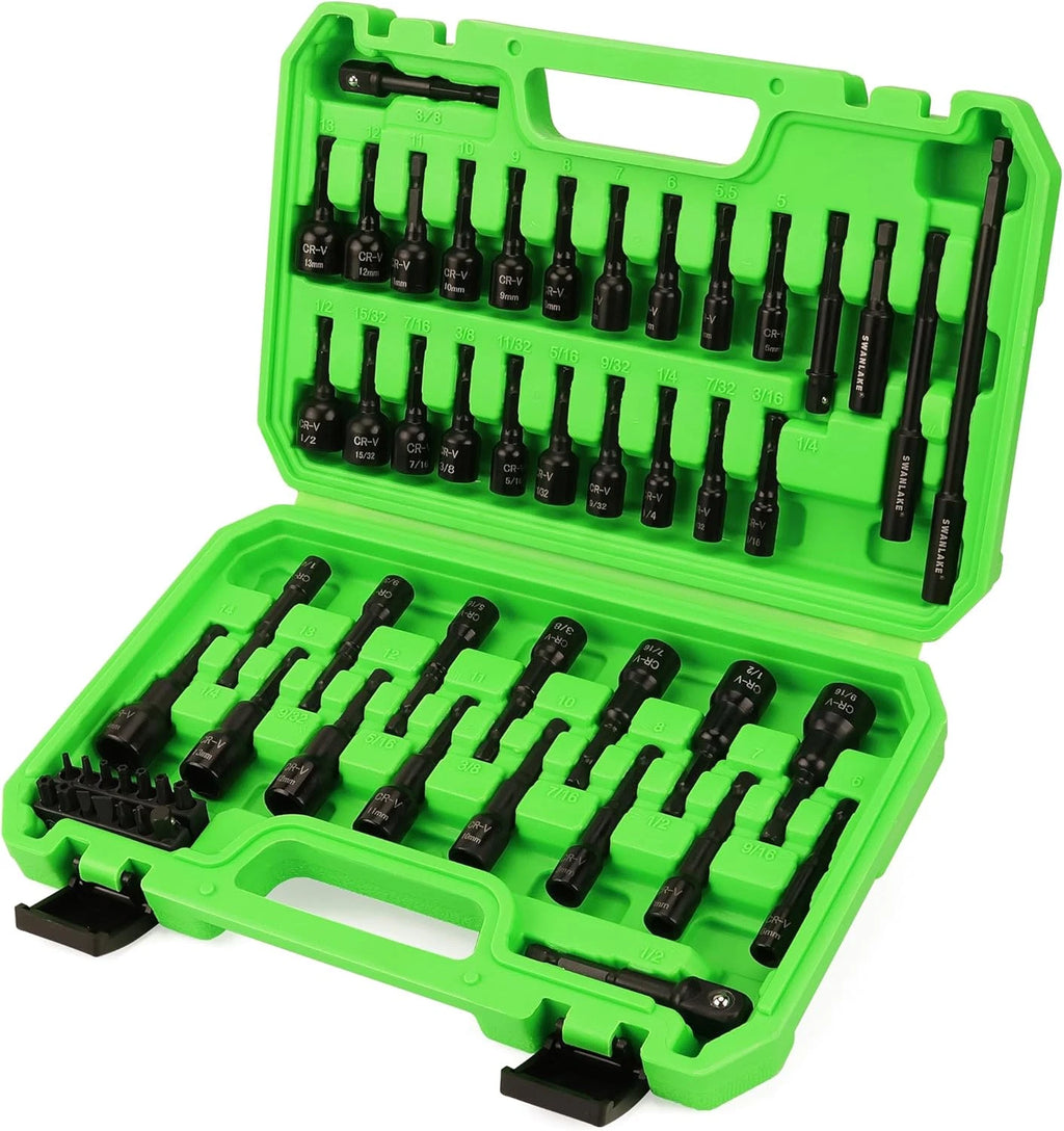 55-Piece Magnetic Nut Driver Set, Metric & SAE 1/4" Hex Shank, Impact Driver So