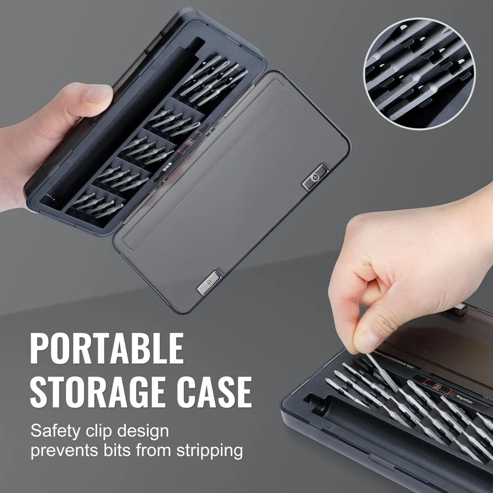 WORKPRO 20 in 1 Electric Precision Screwdriver with Magnetizer and S2 Steel Bits