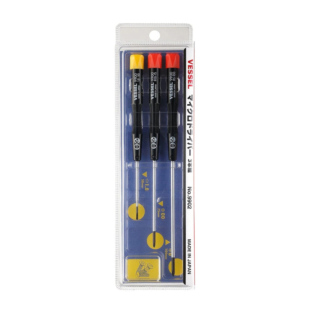 VESSEL Micro screwdriver set 3-piece set for precision screws NO.9902 JIS Japan