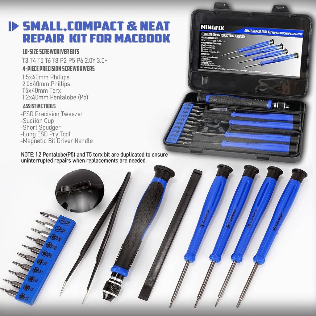 Repair Tool Kit for Apple Macbook,Mingfix Macbook Pro/Air Screwdriver Set with P