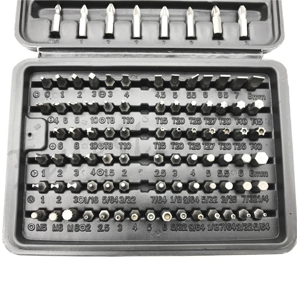 100Pcs 1/4" Torx Hex Torq Security Bit Set Tamper Proof Case Screwdrivers Bits