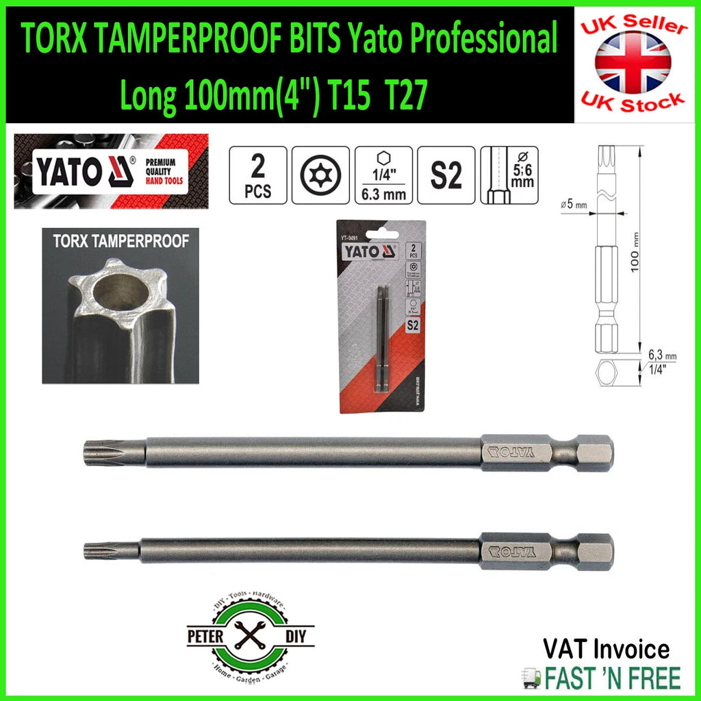 TORX TAMPERPROOF BITS Yato Professional Long 100mm(4") T10 T15 T20 T25 T27 T30
