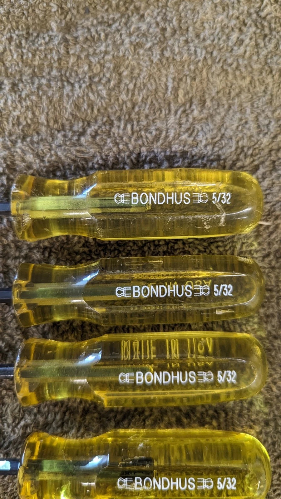 4 Bondhus Hex Ball Point Head Driver Set 5/32" Screwdriver Hand Tool