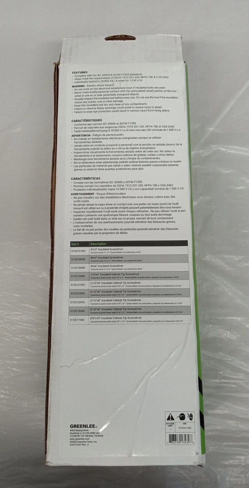 GREENLEE 0153-01-INS 13439 9PC INSULATED SCREWDRIVER SET