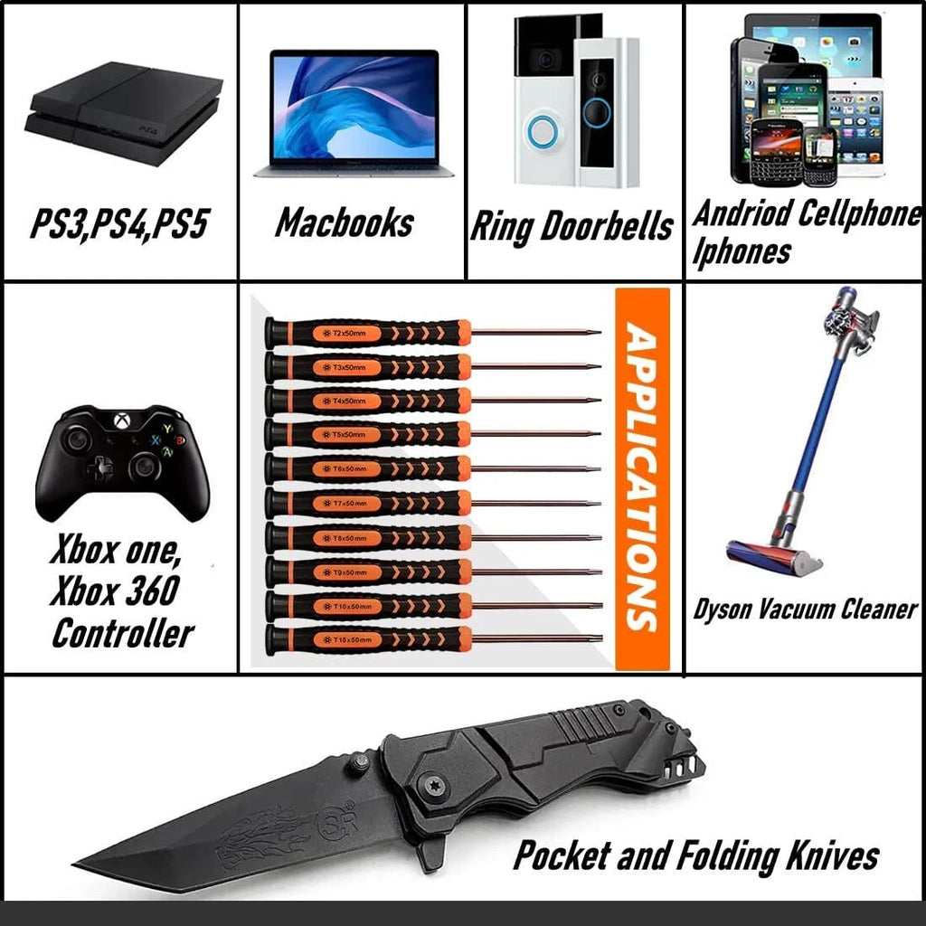 Torx Screwdriver Set of T2-T15, TECKMAN 10-Piece Magnetic Small Torx Securi