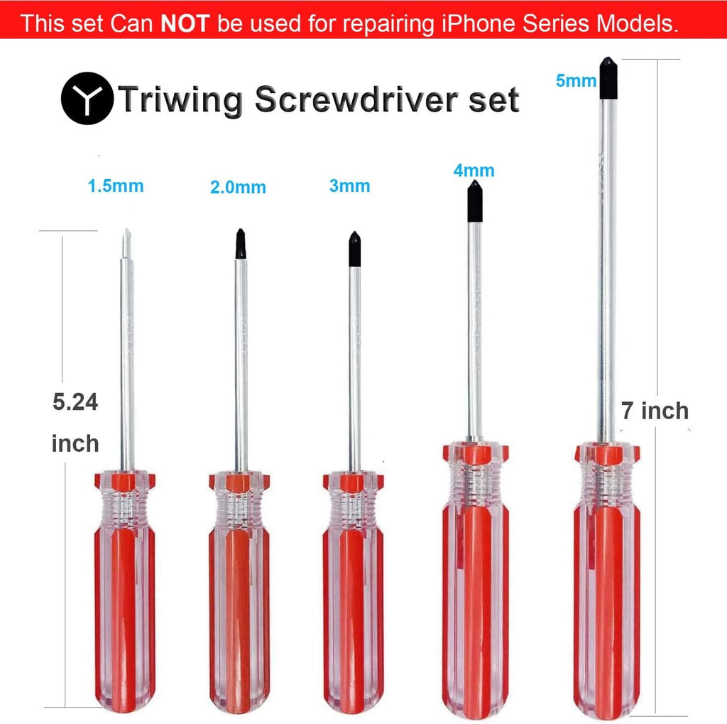 Triwing Screwdriver Set, 5 Sizes (1.5mm–5mm), Y-Shaped, Magnetic Tip, 5-in-1 Kit