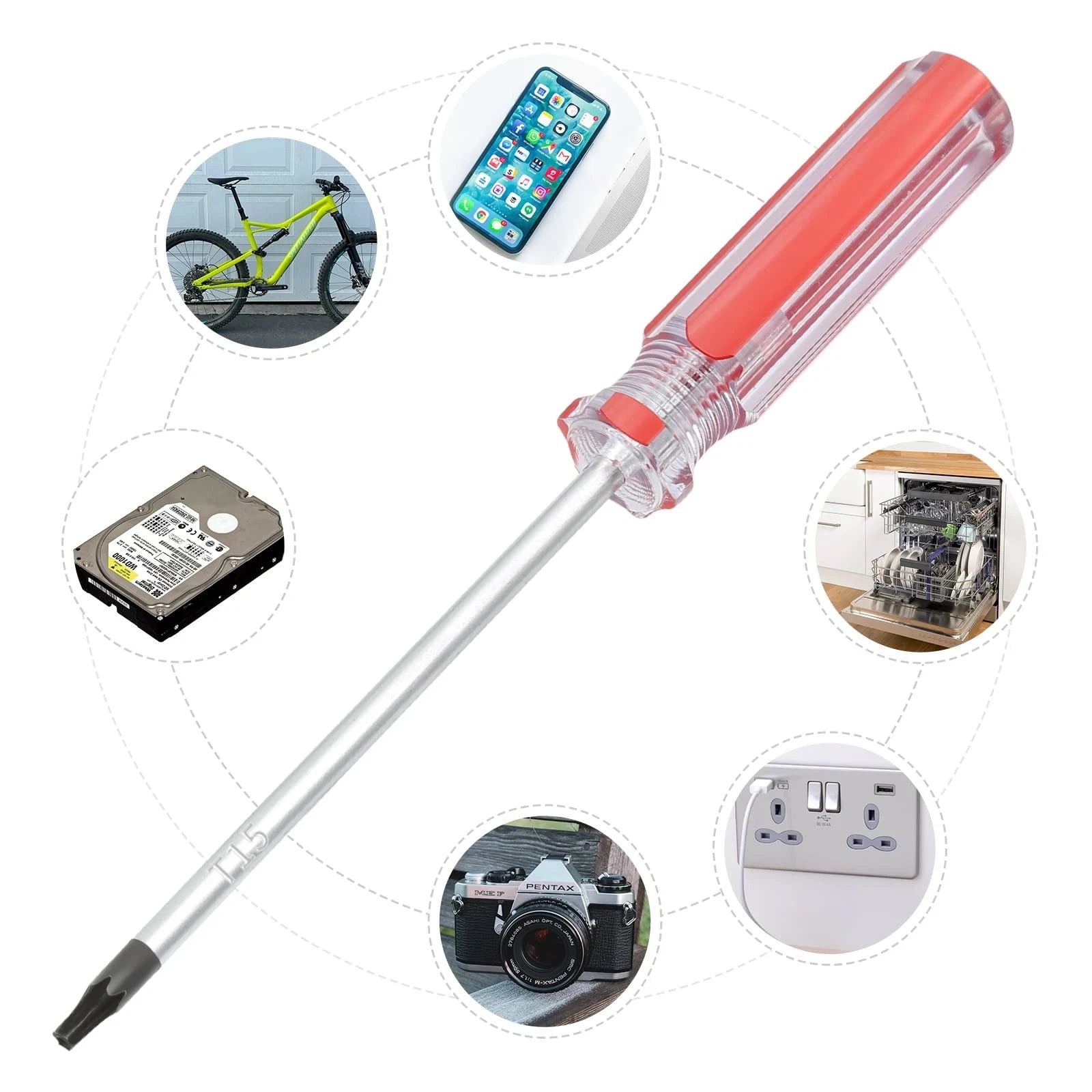 8PCS Magnetic Torx Screwdrivers Set Security Screwdriver T8 T9 T15 T15 Torx(Red)