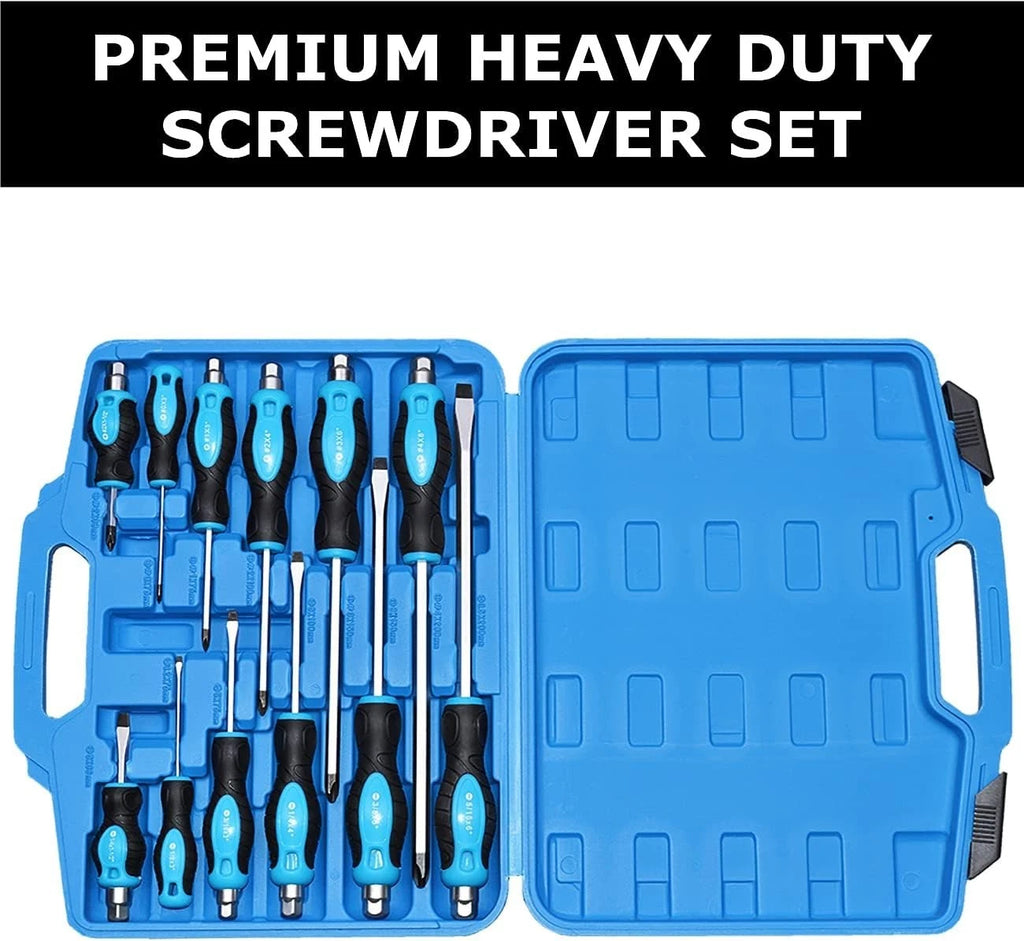 12-Piece Magnetic Screwdriver Set, Heavy Duty Screwdriver Set Go-Thru Steel Blad