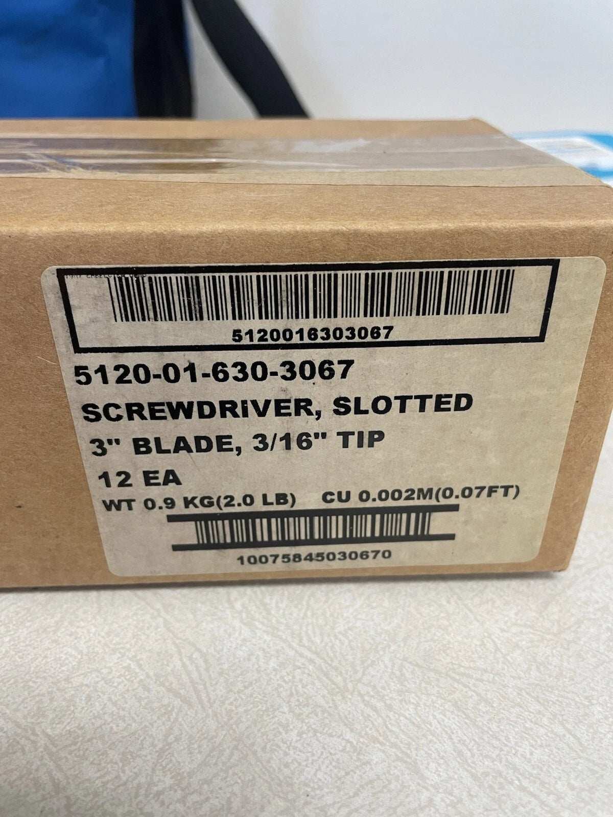 12 Pack - ABILITY ONE 5120-01-630-3067 Slotted Screwdrivers, 3/16” x 3”