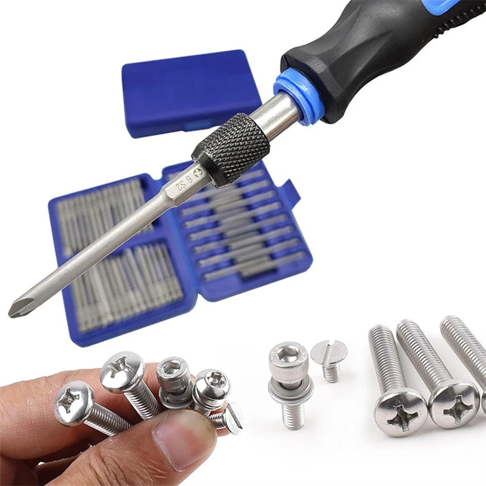 50Pc Long 75Mm Hex Torx Star Security Bit Set Tamper Proof Screwdriver With Case