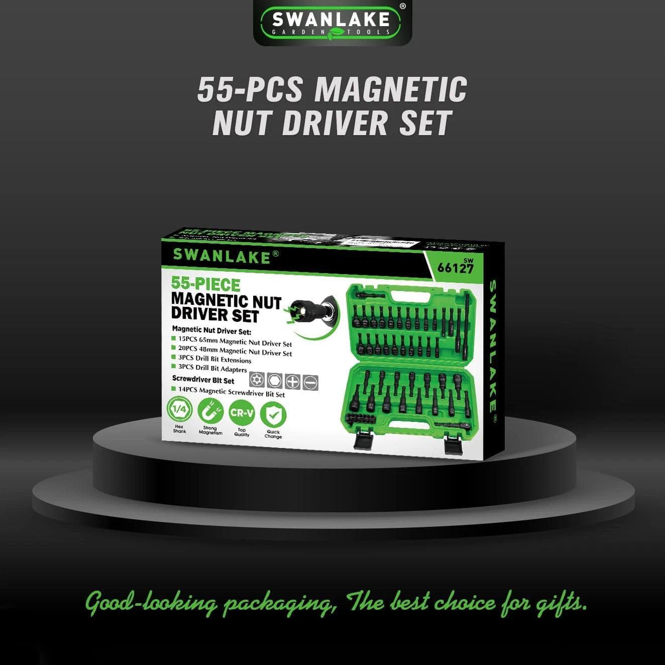 55-Piece Magnetic Nut Driver Set, Metric & SAE 1/4" Hex Shank, Impact Driver So