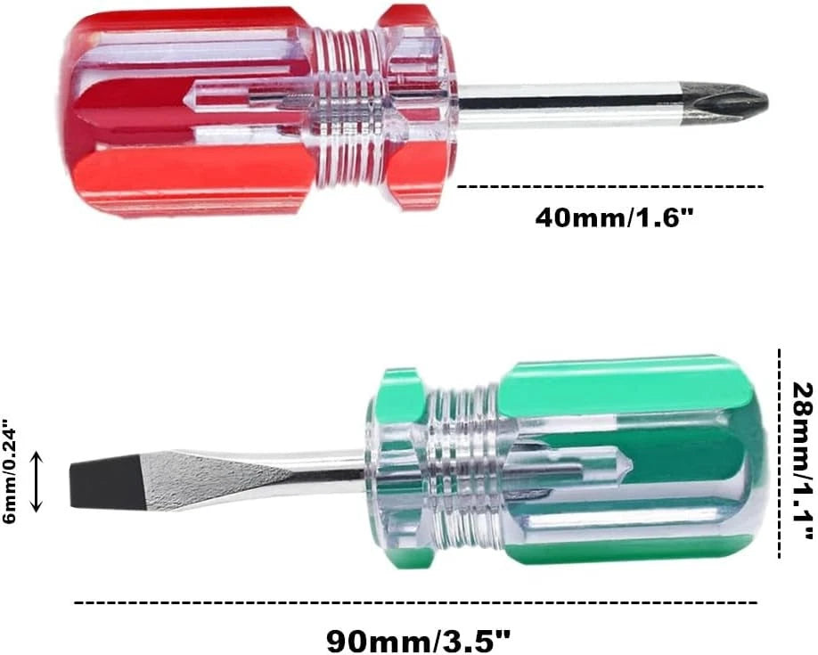 Screwdrivers Short Cross and Flat Magnetic Tip Screwdrivers Pocket Screwdrive