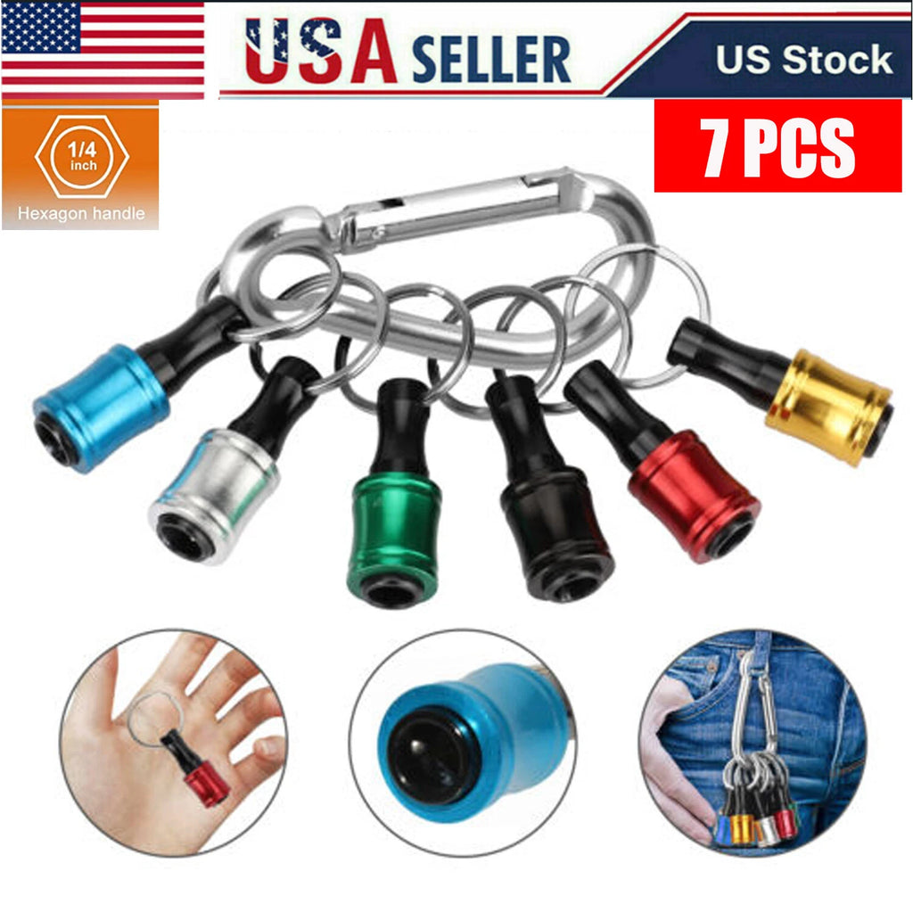 7Pcs 1/4" Hex Shank Quick Release Keychain Screwdriver Drill Bit Holder Bits Set