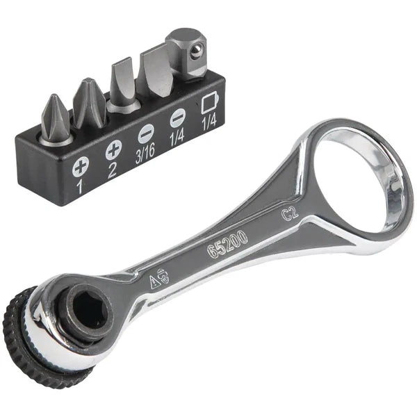 1/4 In. Drive Electrician'S Mini Ratchet with Screwdriver Bits and Adapter