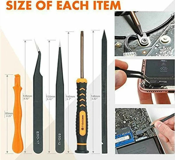 Screwdriver Set T3 T4 T5 T6 TR8 T10H Security Bits ESD Tweezer For XBOX PS3 PS4