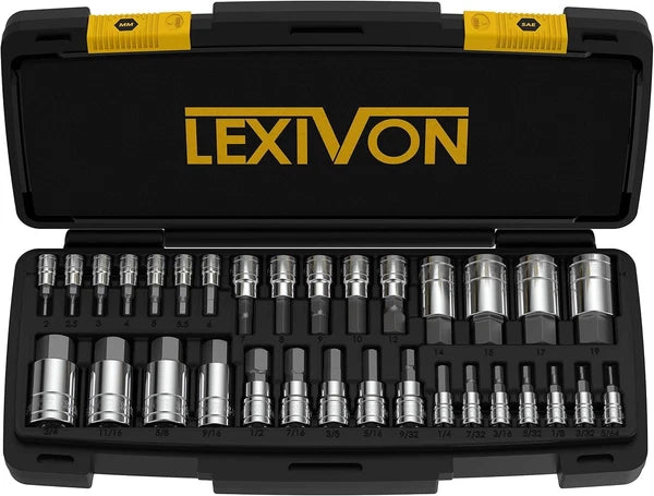 LEXIVON Master HEX Bit Socket Set, Premium S2 Alloy Steel | Complete 32-Piece,
