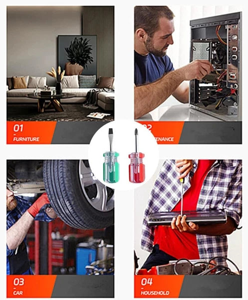 Screwdrivers Short Cross and Flat Magnetic Tip Screwdrivers Pocket Screwdrive