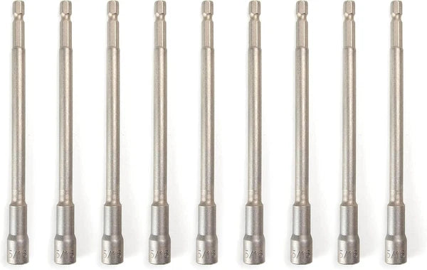 10pc 5/16" Magnetic Nut Driver Set Nut Setter Power Drill Bit 1/4" Shank 6" Long