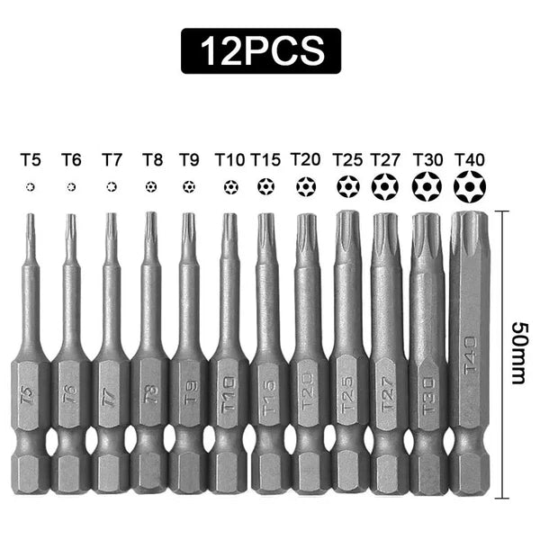 13PCS Magnetic Torx Bit Set Impact Driver Drill Security Tamper Proof T5-T40