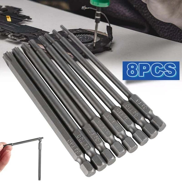 8PCS Torx Screwdriver Drill Bit Set 100MM Extra Long Hex Security Magnetic Head