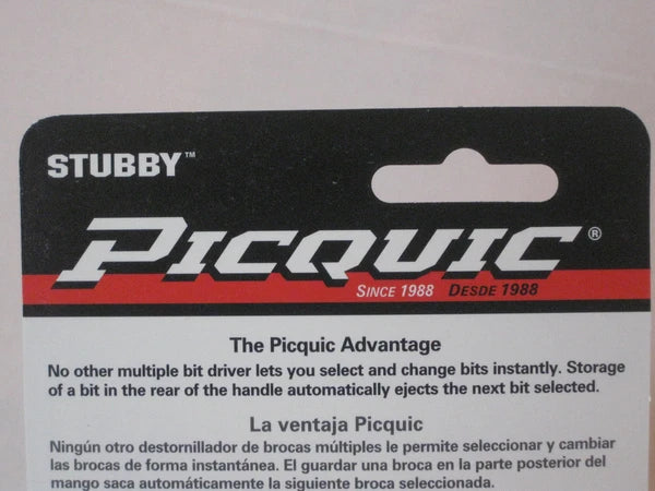 PICQUIC STUBBY Multi Bit Screwdriver Ideal for the Kitchen drawer "Smoke Black"