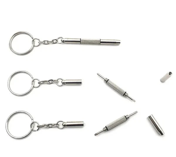 3 In 1 Mini Screwdriver Keyring Repair Set Multi Tool For Glasses, Phone, Watch