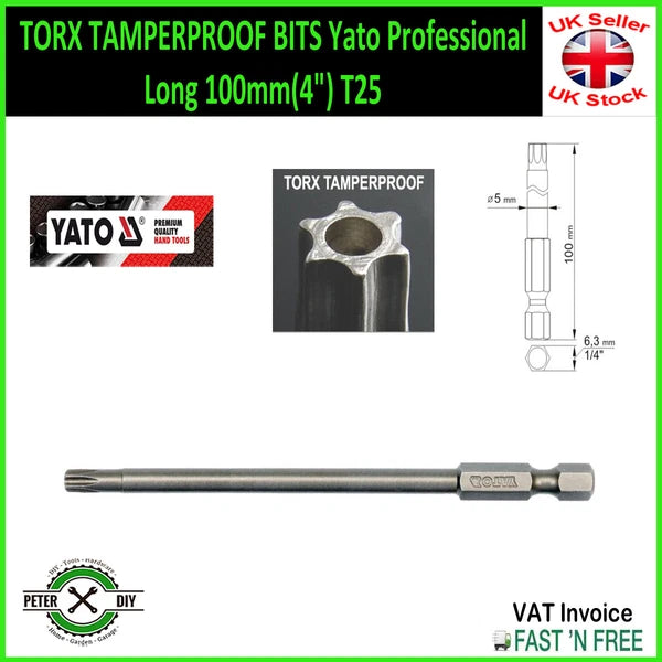 TORX TAMPERPROOF BITS Yato Professional Long 100mm(4") T10 T15 T20 T25 T27 T30