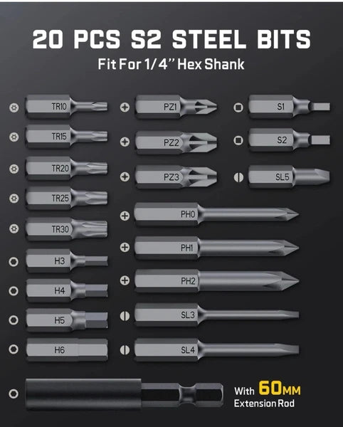 Fanttik S2 Pro 3.7V Electric Screwdriver, Cordless Screwdriver Set, 7 Torque New