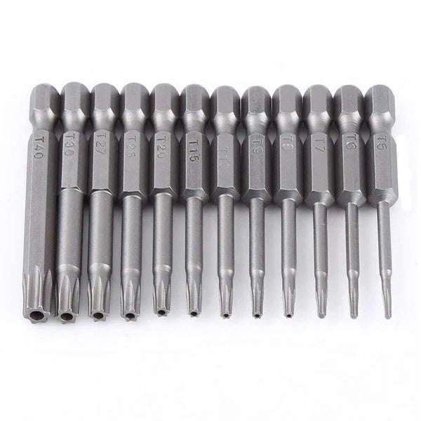 12x Tamper Proof Star Impact Driver Bit Set Security Screwdriver Bits Hex Shank