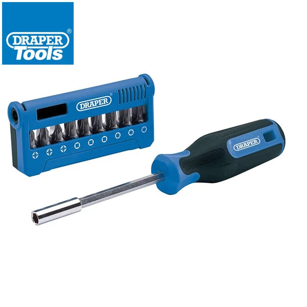 19pc Screwdriver Handle & Bit Set PZ PH TX Magnetic Holder + Case Draper 04497