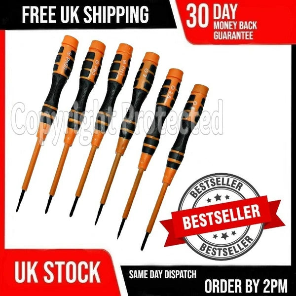 6PC PHILIPS SLOTTED PRECISION SMALL WATCH GLASSES SCREW DRIVER SET TIPS