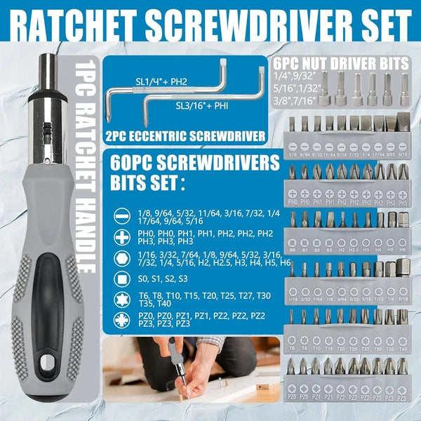 100-Piece Magnetic Screwdriver Set with Plastic Rack, Includes Slotted/Phillips/