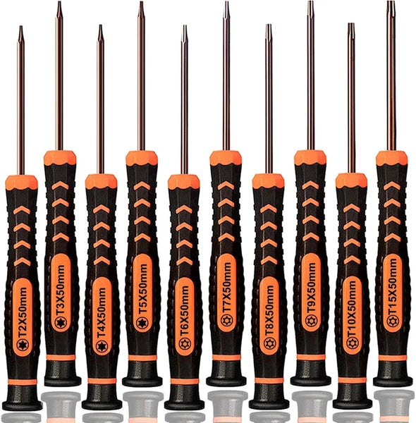 Torx Screwdriver Set of T2-T15, TECKMAN 10-Piece Magnetic Small Torx Securi