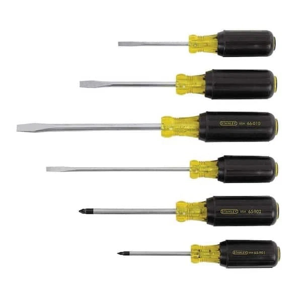 Stanley Screwdriver Set Alloy Steel Cross-Ground Tips Rubber Grip Handle 6-Piece