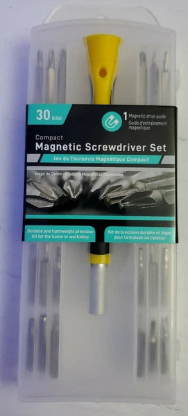 30 Piece Compact Magnetic Screwdriver Set.
