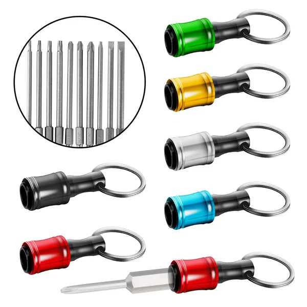 28PCS 1/4" Hex Shank Quick Release Keychain Screwdriver Drill Bit Holder Bit Set
