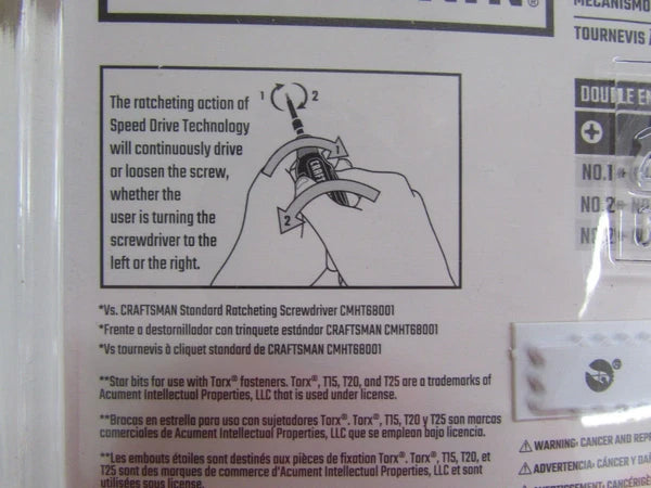 CRAFTSMAN Ratcheting Screwdriver SpeedDrive 2inch Double Ended Bits Included