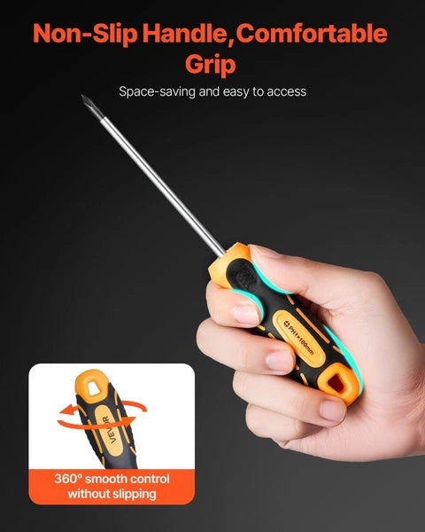 12-Piece Magnetic Screwdriver Set 5 Phillips 5 Flat Head Tips Magnetizer Tool