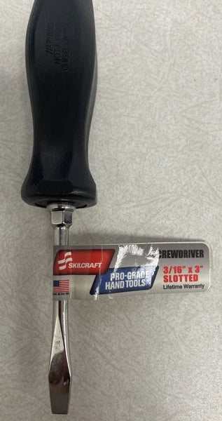 12 Pack - ABILITY ONE 5120-01-630-3067 Slotted Screwdrivers, 3/16” x 3”