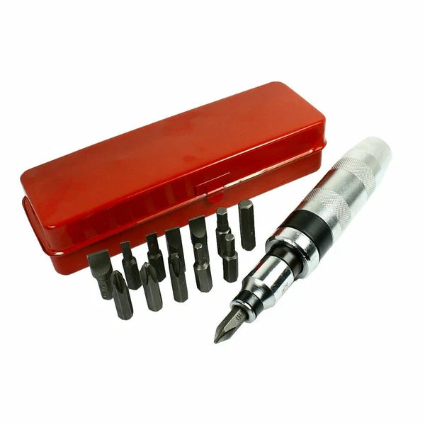 14PCS Impact Screwdriver Set Reversible Shock Screw Driver Chisel Bits Tools Kit