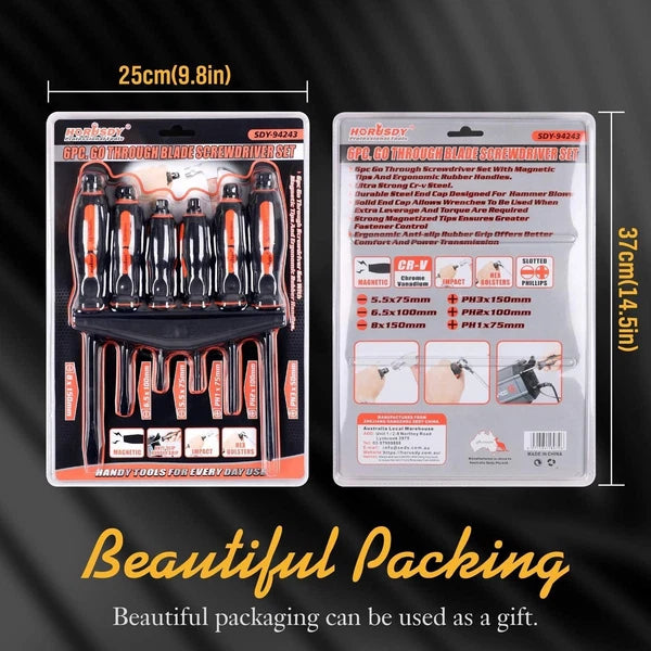 6-Pieces Magnetic Screwdriver Set for Fastening, Chiselling Loosening Screw