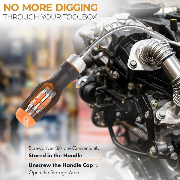 12-in-1 Ergonomic Flexible Shaft Screwdriver - Versatile Tool for Tight Spaces