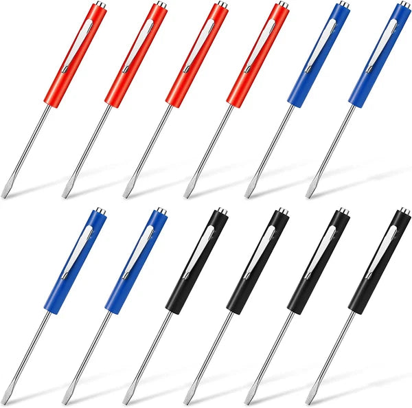 12 Pcs Pocket Screwdriver Magnetic with Single Blade Flat Head Mini Tops new
