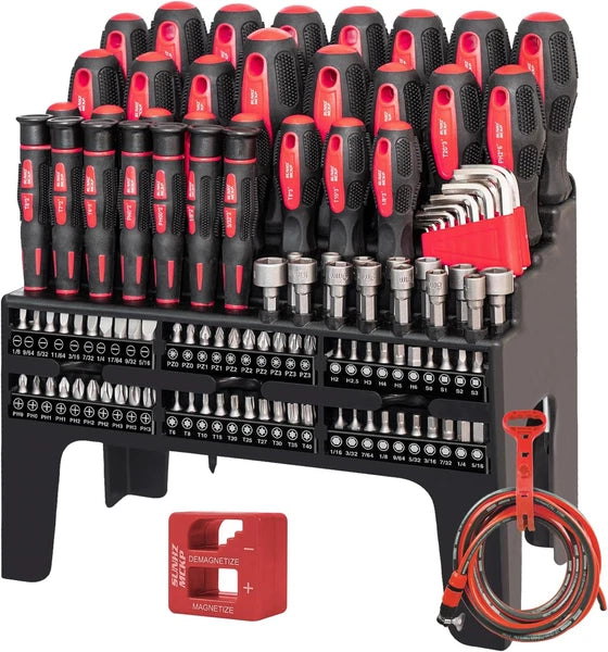 SUNHZMCKP 124-Piece Magnetic Screwdriver Set, Includes Slotted, Phillips, Pozidr