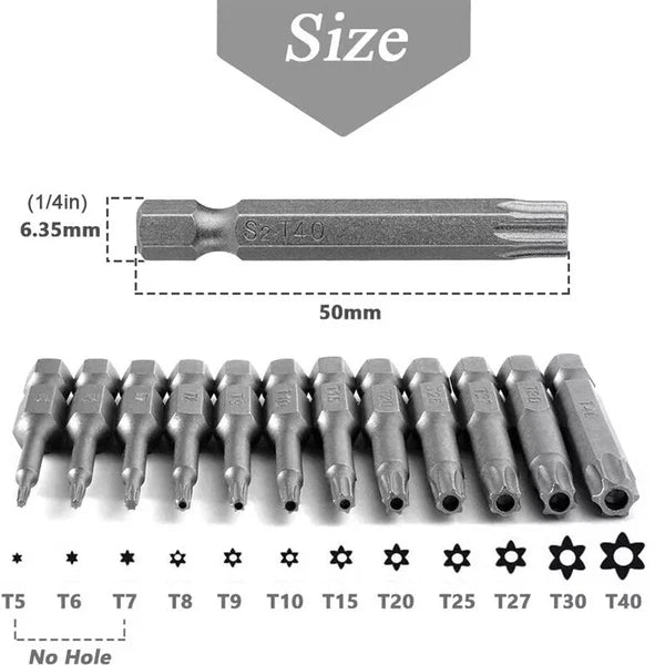 13PCS Magnetic Torx Bit Set Impact Driver Drill Security Tamper Proof T5-T40