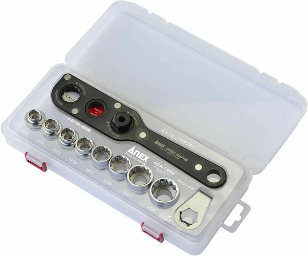 ANEX 19mm SOCKET & 1/4" SHANK BIT OFFSET ADAPTER WITH SOCKET SET AOA-19S2