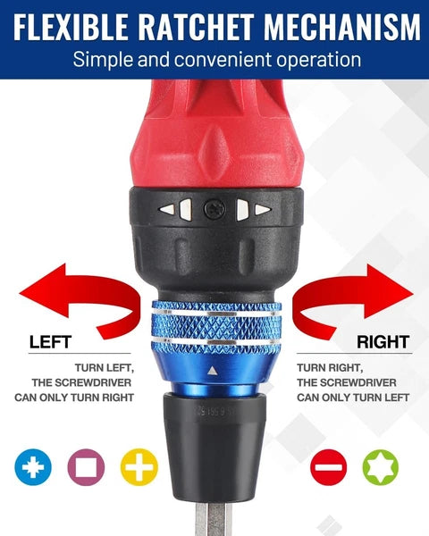 12-in-1 Ratcheting Multi-Bit Screwdriver Set Quick-Load Handle Home DIY